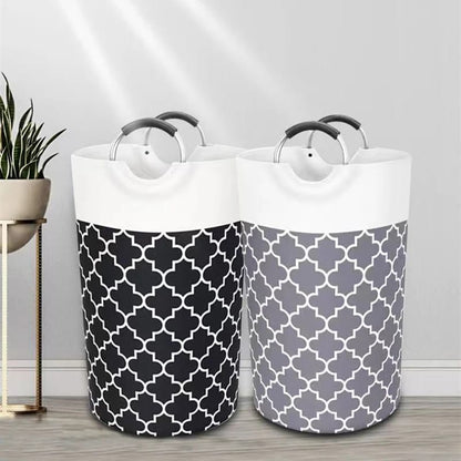 Panier à linge avec poignée métallique