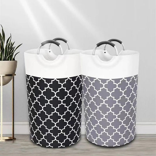Panier à linge avec poignée métallique