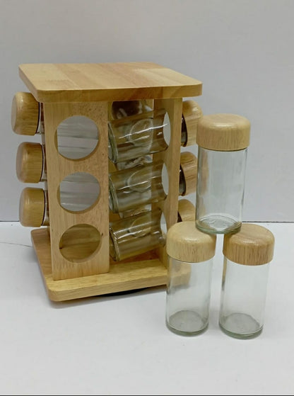 12Pcs Étagère à épices en bambou