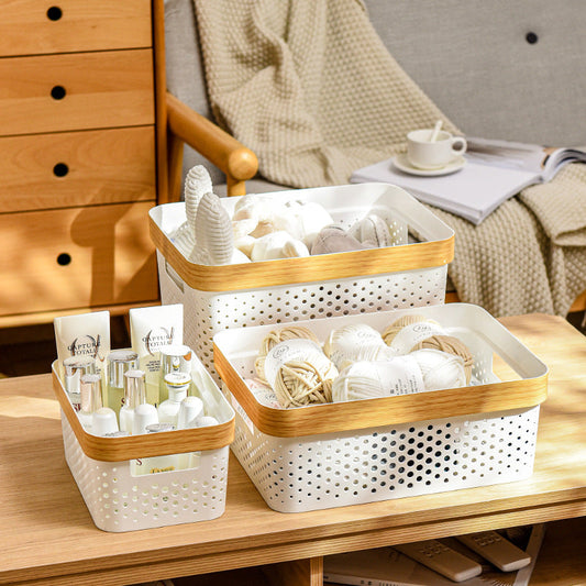 3 pièces de paniers de rangement multifonctions avec doublure dorée