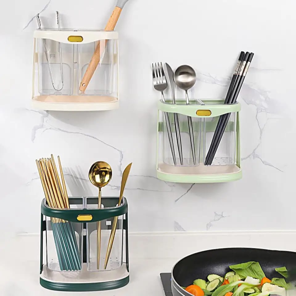 Organisateur de couverts à double grille avec trou de drainage