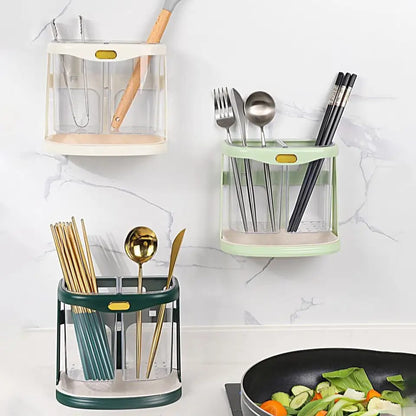 Organisateur de couverts à double grille avec trou de drainage