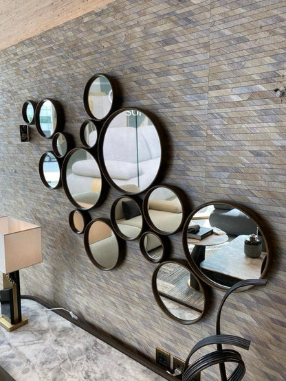 15 cercles miroir décor mural