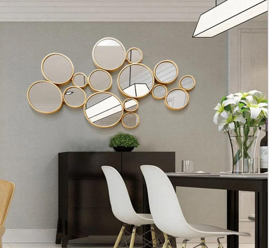 15 cercles miroir décor mural