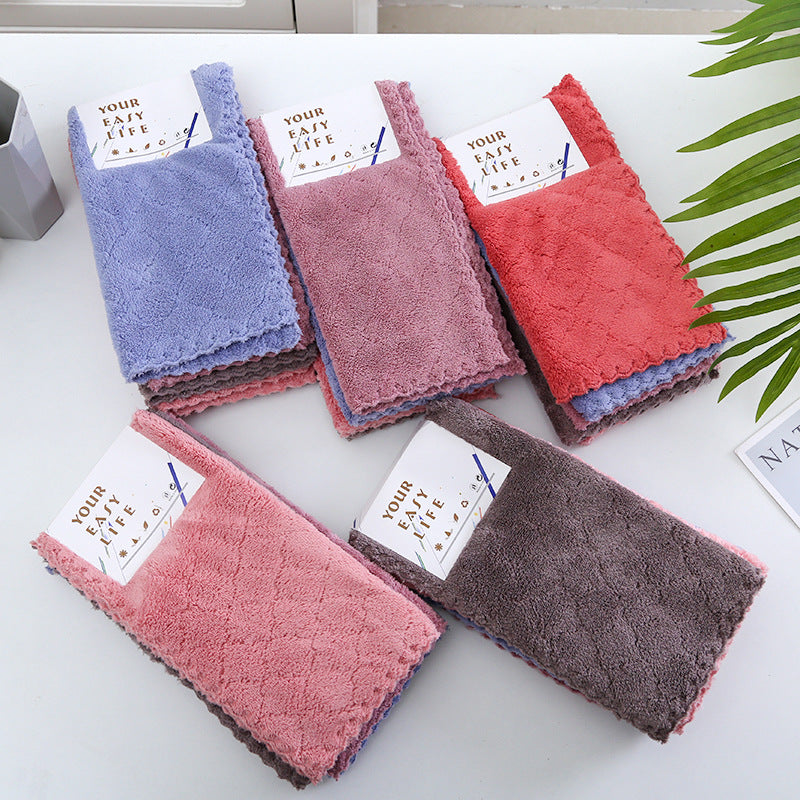 5Pcs Serviettes de main en polaire corail absorbantes