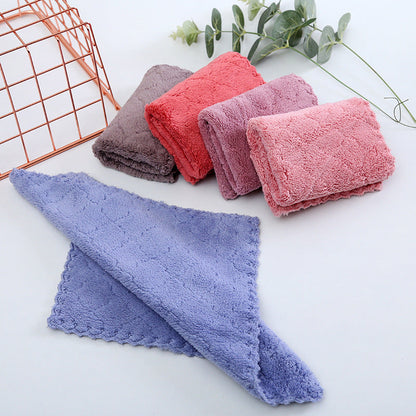 5Pcs Serviettes de main en polaire corail absorbantes