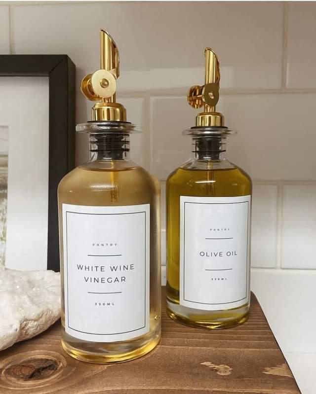 Ensemble de 2 pièces Distributeur en verre avec plateau en bambou