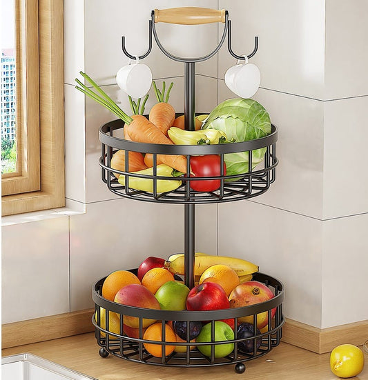 Rack à fruits/légumes nordique détachable à 2 niveaux