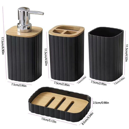 Set d'accessoires de salle de bain en plastique bambou écologique de 6 pièces