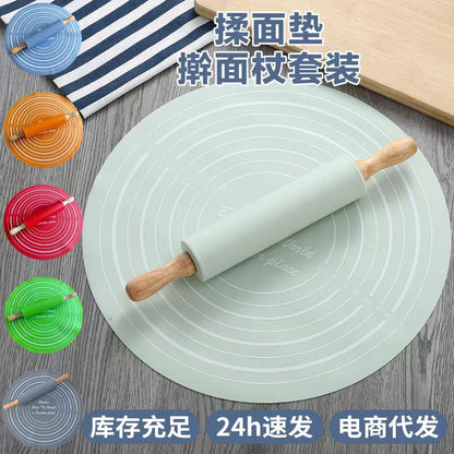 Tapis de pétrissage en silicone avec rouleau à pâtisserie