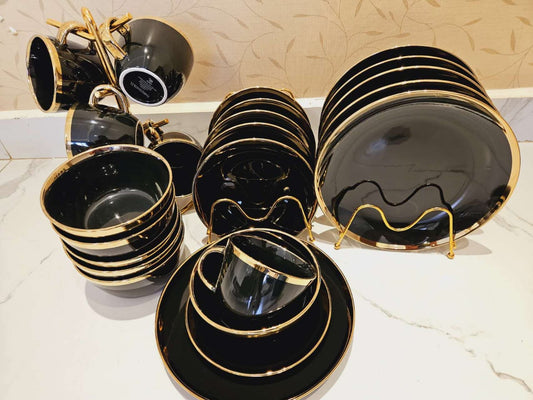 Set de dîner 24 pièces avec bord doré