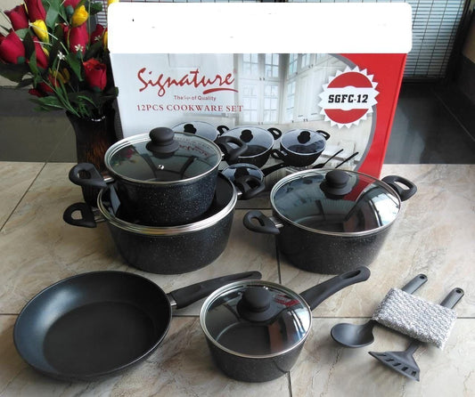 12 pcs Ensemble de casseroles revêtement granit marbré  
SGFC-12- 8500/-