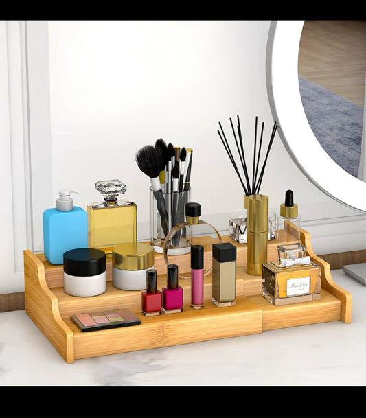 Étagère à épices / rangement en bambou 3 niveaux non extensible