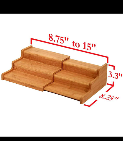 Étagère à épices / rangement en bambou 3 niveaux non extensible