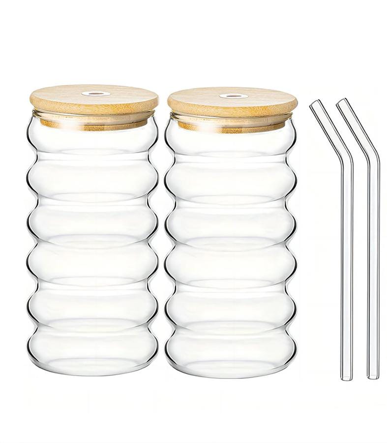 Tasse en verre borosilicate avec couvercle en bambou