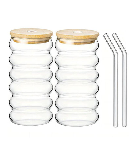 Tasse en verre borosilicate avec couvercle en bambou