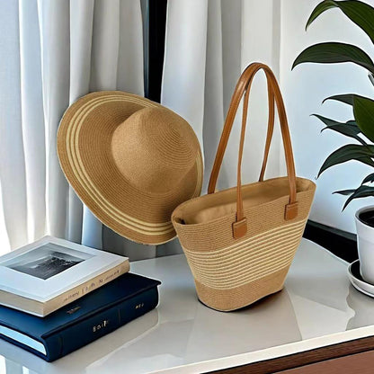 Sac en paille d'été et chapeau cadeau