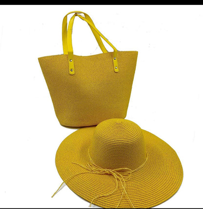 Sac en paille d'été et chapeau cadeau