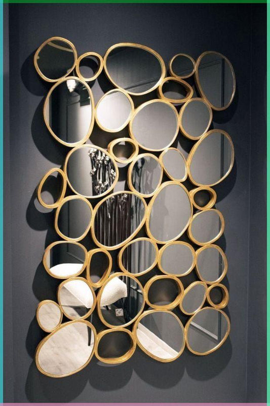16 cercles miroir décor mural