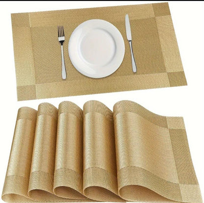 6 pièces de sous-verres en PVC plus un chemin de table