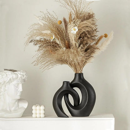 2 en 1 Vase en céramique Grande taille NoirNov