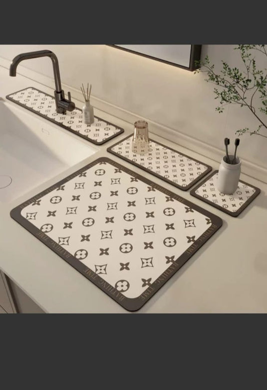 3 en 1 Tapis de séchage pour évier anti-éclaboussures NoirNov