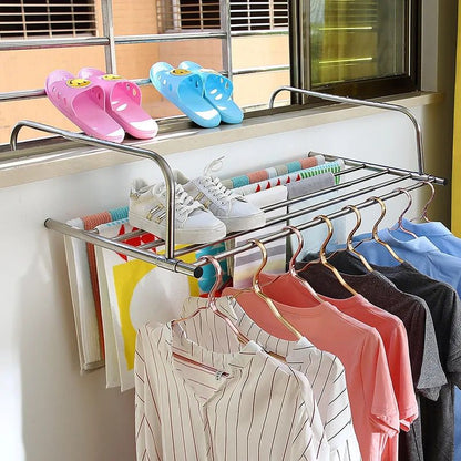 Séchoir à linge extensible pliable en acier inoxydable pour balcon