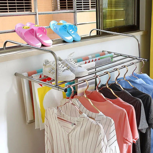 Séchoir à linge extensible pliable en acier inoxydable pour balcon