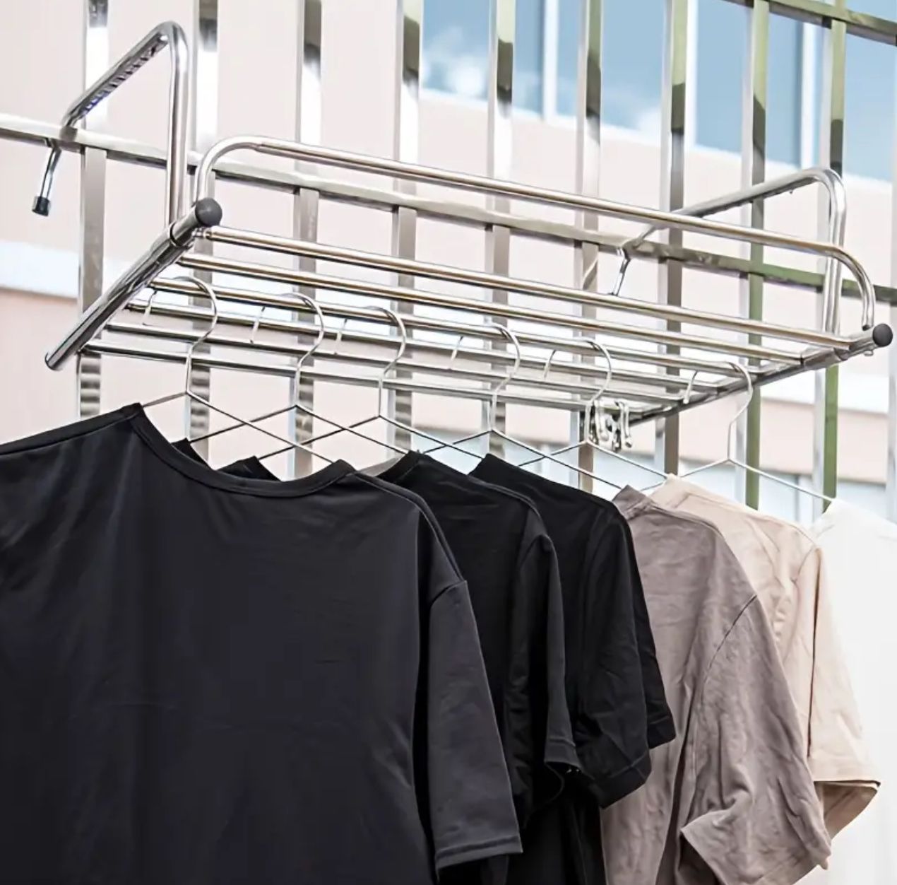 Séchoir à linge extensible pliable en acier inoxydable pour balcon