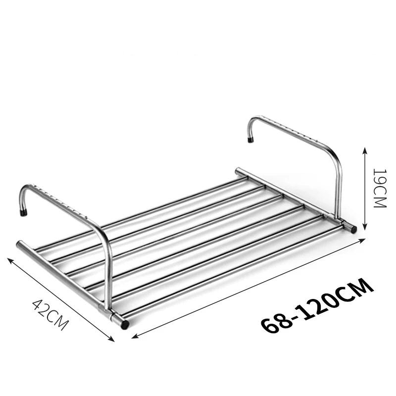 Séchoir à linge extensible pliable en acier inoxydable pour balcon