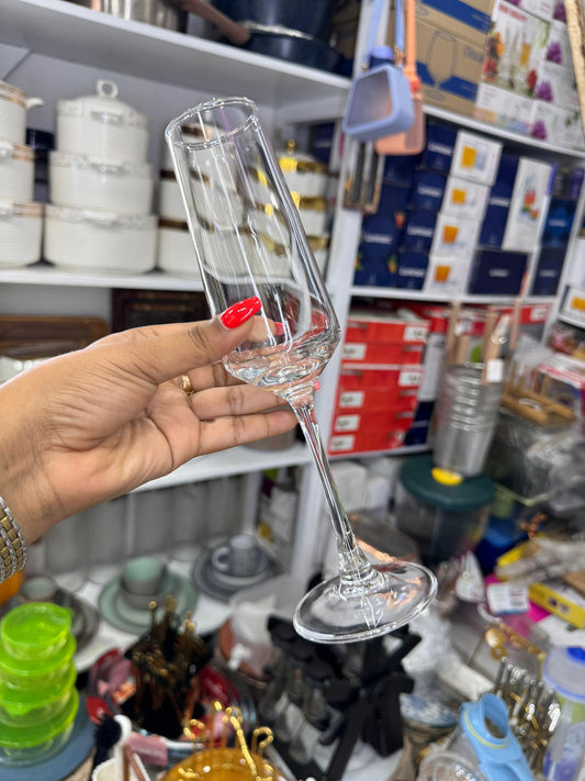 6pc Verre cristal avec long pied