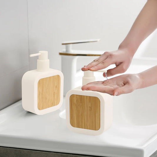 Distributeur de savon en bambou rechargeable de 390 ml
