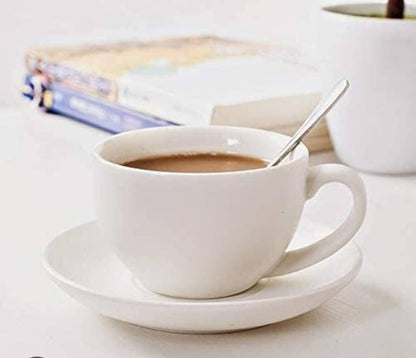 12pcs tasses et soucoupes blanches