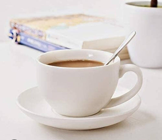 12pcs tasses et soucoupes blanches