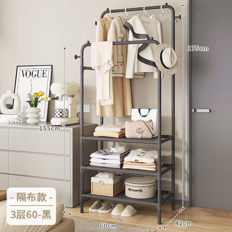 Râtelier à vêtements Double Clothing avec étagère de rangement à 3 niveaux