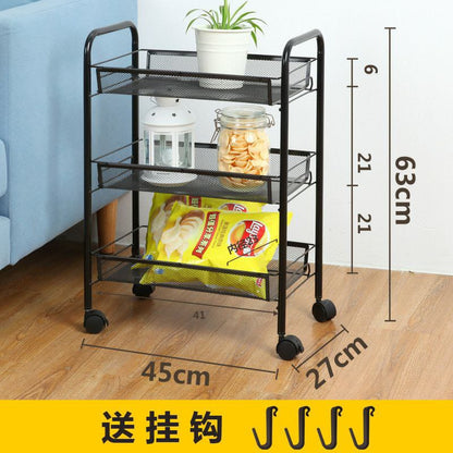 chariot de rangement en mailles multifonctionnel à 3 couches