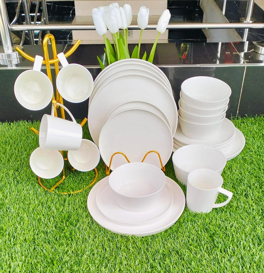 24 pièces de service à dîner blanc uni