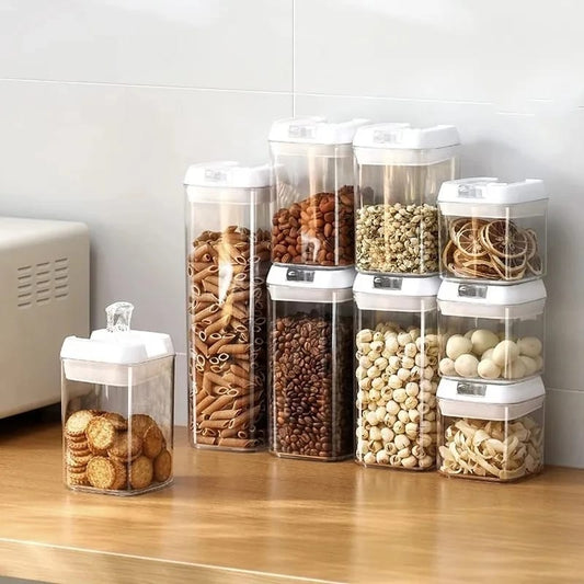 7Pc Conteneurs alimentaires en acrylique avec étiquettes et stylo