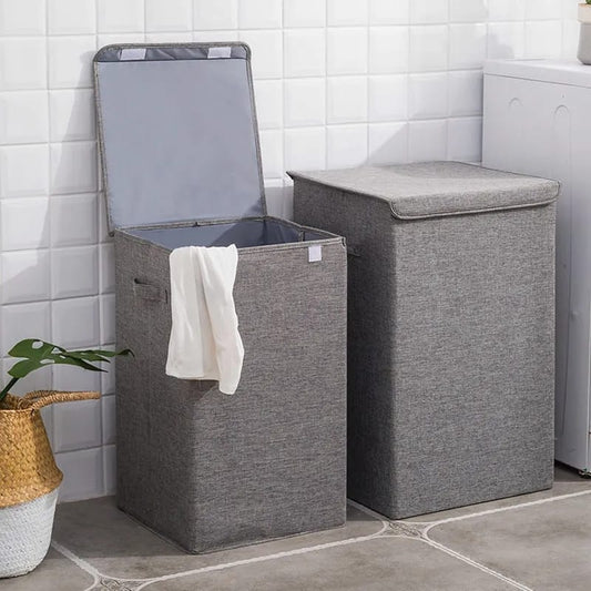 Panier à linge en coton avec couvercle