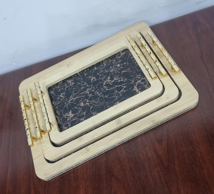 Plateaux de service en bois 3 en 1