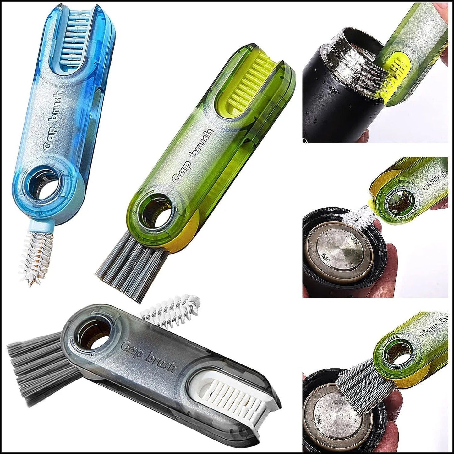Brosse de nettoyage 3-en-1 pour bouteille/gobelet/fente