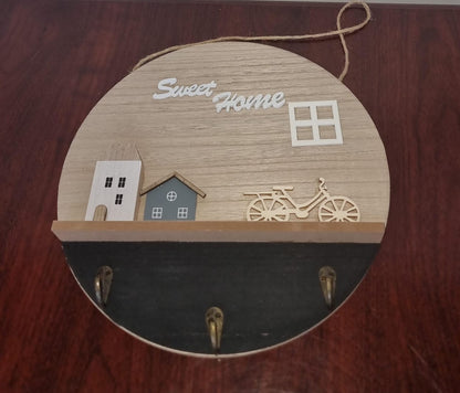 Décor mural rond en bois Sweet home