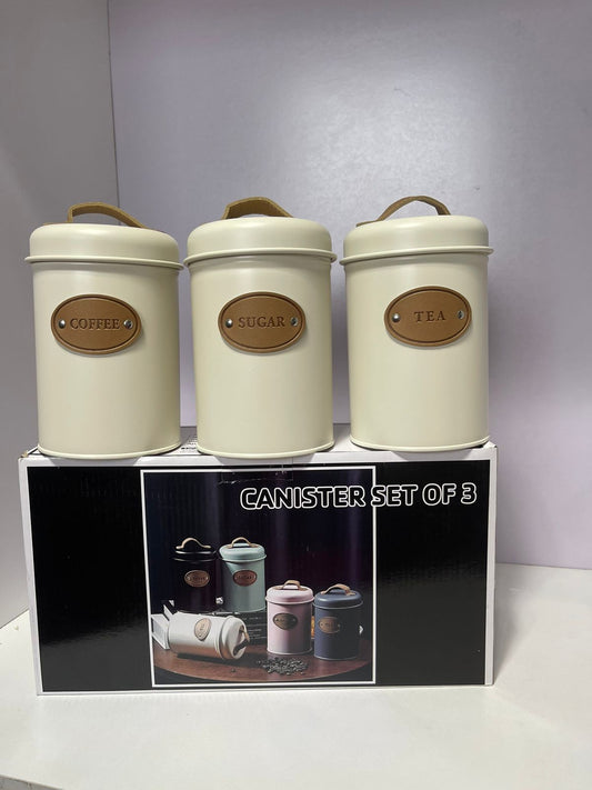 Set de 3 bocaux en alliage métallique hermétiques