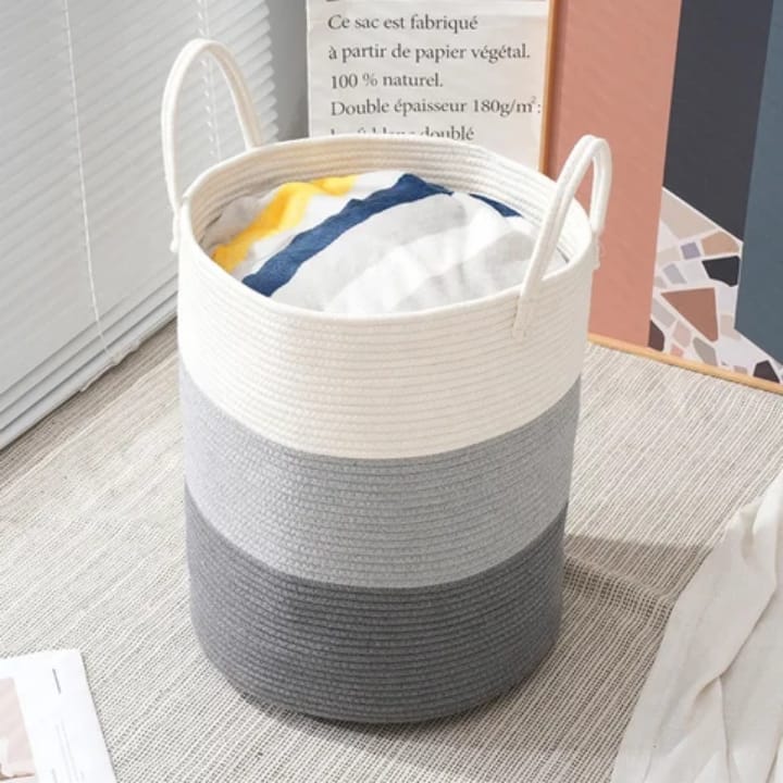 Panier à linge en corde de coton tissé