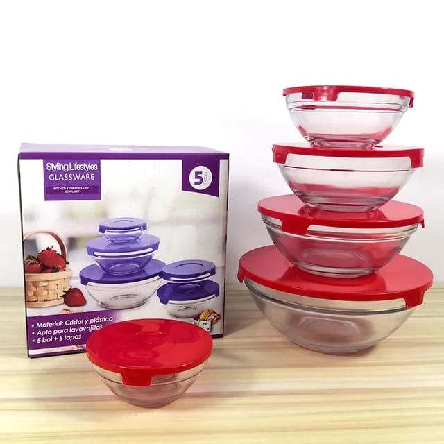 Bol à salade en verre micro-ondable 5 pièces