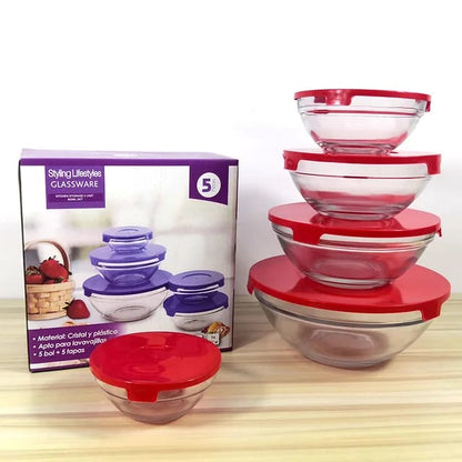 Bol à salade en verre micro-ondable 5 pièces