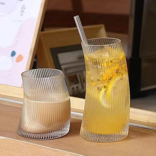 6pc Verres à jus nervurés