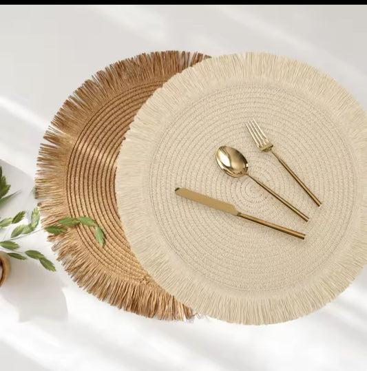 6pcs Nappes de table rondes tressées