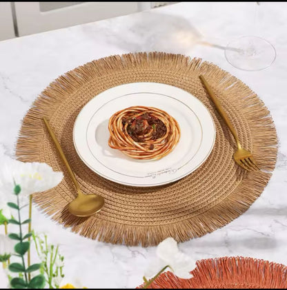 6pcs Nappes de table rondes tressées