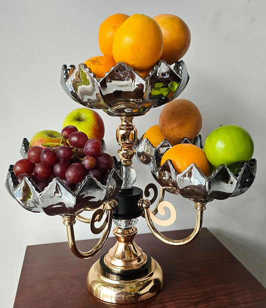 Bol à fruits en verre lourd à 5 bras